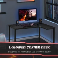 HOMCOM L-Shaped Desk, 57 Inch Corner Desk, Computer Table, Writing Workstation for Home Office with Cable Management, Black(m-4)
