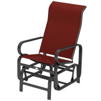 Outsunny Patio Glider with Breathable Mesh Fabric, Outdoor Glider Chair, Garden Rocking Gliding Seat for Patio, Yard, Porch, Black/Wine Red(m-11)