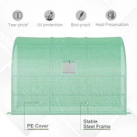 Outsunny 10' x 5' x 7' Lean to Greenhouse, Walk-In Green House, Plant Nursery with 2 Roll-up Doors and Windows, PE Cover and 3 Wire Shelves, Green(m-6)