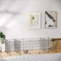 PawHut 18 Panels Small Animal Cage with Doors, Guinea Pig Playpen, Portable Metal Wire Yard for Hedgehogs(m-8)