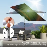 Outsunny 6.6x9.6ft Rectangle Aluminum Tilt Patio Umbrella, Garden Market Parasol, Outdoor Sunshade Canopy with Crank, Dark Grey(m-4)