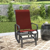 Outsunny Patio Glider with Breathable Mesh Fabric, Outdoor Glider Chair, Garden Rocking Gliding Seat for Patio, Yard, Porch, Black/Wine Red(m-8)