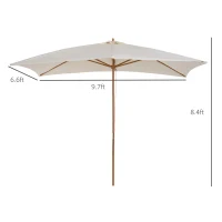 Outsunny Patio Umbrella Market Patio Sun Umbrella Rectangle Cream White(m-3)