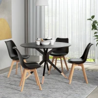 HOMCOM Modern Dining Table Chairs Set of 4, Rubber Wood Kitchen Table Chairs with PU Leather Cushion for Living Room, Bedroom(m-7)