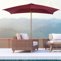 Outsunny Patio Umbrella Market Patio Sun Umbrella Rectangle Wine Red(m-8)