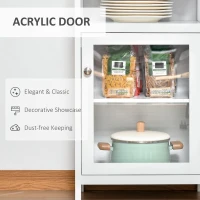 HOMCOM Wine Cabinet with 4 Bottle Wine Rack, Open Shelf, Acrylic Door Cabinet with Adjustable Shelf for Home Bar, White(m-6)