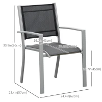 Outsunny Set of 2 Patio Dining Chair Outdoor Mesh Seat Heavy Duty Stackable Garden Bistro Chairs Yard Home Furniture Silver(m-3)