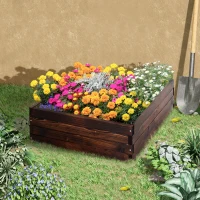 Outsunny Raised Garden Bed Elevated Wooden Planter Box for Backyard, Patio to Grow Vegetables, Herbs, and Flowers(m-8)