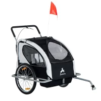 Aosom Child Bike Trailer Kid Bicycle Trailer with Adjustable Handlebar 2-Seater Grey and Black(m-11)