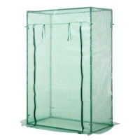 Outsunny 40"L x 20"W x 59"H Walk-in Garden Greenhouse with Durable Steel Frame Outdoor Hot House Tomato Plant Warm House w/ Roll up Door, PE Cover, Green(m-11)