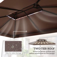 Outsunny 13' x 10' Gazebo Replacement Canopy, 2 Tier Top Roof Garden Pavilion UV Cover, Brown (TOP ONLY)(m-4)