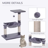 PawHut 27.5" Cat Tree Tower Kitten House Condo Furniture Hammock Bed with Natural Sisal Scratching Post Teasing Toy, Light Grey(m-5)