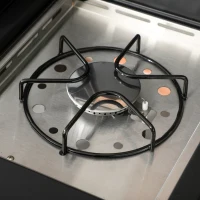 Outsunny 40,000 BTU Propane Gas Grill BBQ Cart with 4 Main Burners, 1 Side Burner, with Warming Rack, Side Prep Tables, Black(m-9)