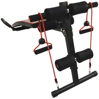 Soozier Sit Up Bench Core Workout Adjustable Strength Training Bench Thigh Support For Home Gym Exercise Black/Red(m-9)