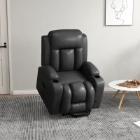 HOMCOM Electric Lift Chair for Elderly, Power Recliner with Footrest, Remote Control, Cup Holders for Living Room, Grey(m-1)