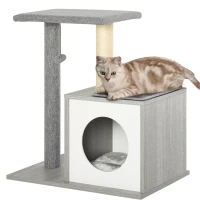 PawHut Multi-level Cat Tree Condo with Sisal-Covered Scratching Posts Grey(m-2)