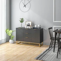 HOMCOM Sideboard Storage Cabinet with 3 Drawers, Adjustable Shelves and Doors, Kitchen Buffet Cabinet for Dining Room, Black(m-9)