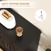 HOMCOM Kitchen Sideboard Cabinet with 4 Barn Doors and 2 Adjustable Shelves, Buffet Table for Living Room, Hallway, Black(m-7)