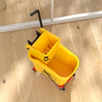 HOMCOM Mop Bucket with Wringer on Wheels for Floor Cleaning, 38 Quart Down Press Wringer with Handle, Yellow(m-9)