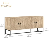 HOMCOM Sideboard Buffet Cabinet with 2 Adjustable Shelves and Steel Base, TV Stand, Coffee Bar Cabinet for Living Room, Oak(m-3)