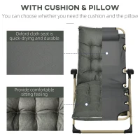 Outsunny Outdoor Folding Reclining Lounge Chair w/ Cushion, Adjustable Backrest and Footrest for Patio, Poolside, Beach, Grey(m-5)