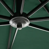 Outsunny 8' x 8' Square Cantilever Umbrella with 360° Rotation, Aluminum Outdoor Cantilever Market Parasol with Crank & Tilt, Garden Sun Canopy Shelter with Cross Base, Green(m-10)