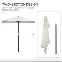 Outsunny 8ft Half Umbrella Outdoor Balcony Parasol Patio Garden Outdoor Window Sun Shade w/ 5 Ribs Beige(m-4)