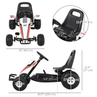 Aosom Kids Pedal Go Kart Children Racing Style Ride on Car with Adjustable Seat, Plastic Wheels, Handbrake and Shift Lever for 3-6 Years Old(m-3)