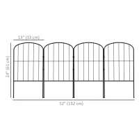 Outsunny 4 Pack Garden Fencing Border, Decorative Fence 4 Panels, Flower Edging Animal Barrier for Outdoor, Patio, Arched, Black(m-3)