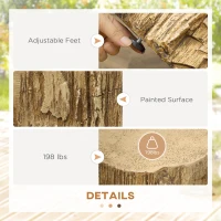 HOMCOM Concrete Finish Side Table, Lightweight Accent Table, 17" Patio Tree Stump End Table with 4 Adjustable Feet for Indoor, Outdoor, Natural Brown(m-6)