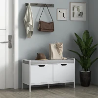 HOMCOM Shoe Storage Bench with Seat Cushion, Shoe Cabinet for Hallway, Entryway Bench, Supports 352lbs, White(m-8)