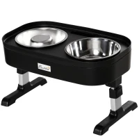 PawHut Pet Feeder, 4 Adjustable Heights Elevated Dog Bowls with Slower Feeder, Stainless Steel Food and Water Bowls, Raised Edge and Food Collection Hole(m-11)