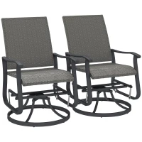 Outsunny Set of 2 Rattan Patio Glider, Wicker Outdoor Glider Swivel Chair with Steel Frame, High Back for Backyard Porch, Grey(m-11)