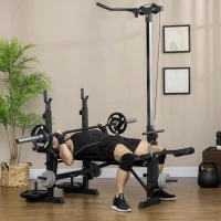Soozier Adjustable Weight Bench with Pulley System for Home Gym Full Body Workout(m-1)