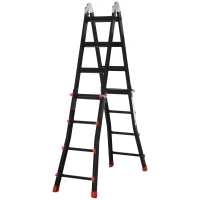 HOMCOM 13FT Aluminum Telescoping Ladder Folding Telescopic Ladder with Adjustable Height Non-Slip Feet 330lb Capacity Black(m-2)