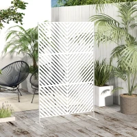 Outsunny 6.5FT Decorative Outdoor Divider, Metal Privacy Screen with Stand, Triangle Style, White(m-8)
