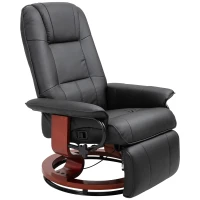HOMCOM Manual Recliner Chair Armchair Sofa with Faux Leather Upholstered, Wood Base for Living Room Bedroom, Black(m-2)
