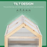 Outsunny Raised Garden Flower Bed Kit with Greenhouse, Wooden Cold Frame Planter, 48" x 24" x 32", Natural(m-9)