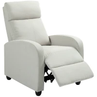 HOMCOM Manual Recliner Sofa Home Theater Seating, Single Reclining Sofa Chair with Padded Seat for Living Room, Cream White(m-11)