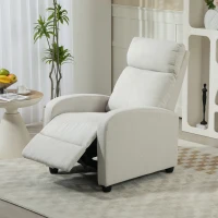 HOMCOM Manual Recliner Sofa Home Theater Seating, Single Reclining Sofa Chair with Padded Seat for Living Room, Cream White(m-1)