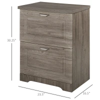HOMCOM 2-Drawer Lateral File Cabinet Pedestal Documents Storage for Home Office, Grey Oak(m-3)