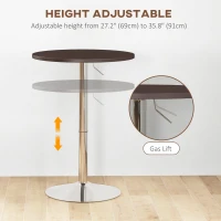 HOMCOM High Top Bar Table, Adjustable Round Kitchen Table with Swivel Top and Steel Base, Bistro Table for 2 People, Walnut(m-4)