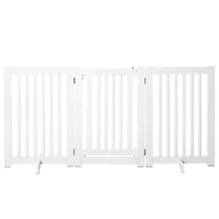 PawHut Free Standing Wood Pet Gate Indoor Dog Barrier 3 Panel Folding Z Shape Doorway(m-11)
