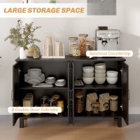 HOMCOM Kitchen Sideboard Cabinet with 4 Barn Doors and 2 Adjustable Shelves, Buffet Table for Living Room, Hallway, Black(m-4)