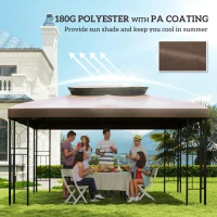 Outsunny 13' x 10' Gazebo Replacement Canopy, 2 Tier Top Roof Garden Pavilion UV Cover, Brown (TOP ONLY)(m-6)