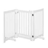 PawHut Free Standing Wood Pet Gate Indoor Dog Barrier 3 Panel Folding Z Shape Doorway(m-2)