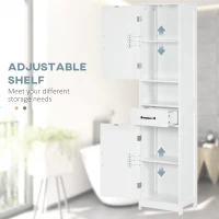 kleankin Modern Bathroom Cabinet, Narrow Bathroom Vanities with Open Shelf Drawer Recessed Doors and Adjustable Shelves White(m-5)