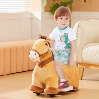 Qaba 6V Battery Powered Kids Ride on Animal Toy, Electric Ride on Horse with Music Forward, Brown