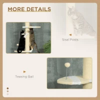 PawHut 87"-102" Floor to Ceiling Cat Tree w/ Sisal Scratching Posts, Anti-tip Kit, Perches, Toy Ball, Yellow(m-6)