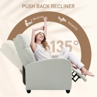 HOMCOM Manual Recliner Sofa Home Theater Seating, Single Reclining Sofa Chair with Padded Seat for Living Room, Cream White(m-4)